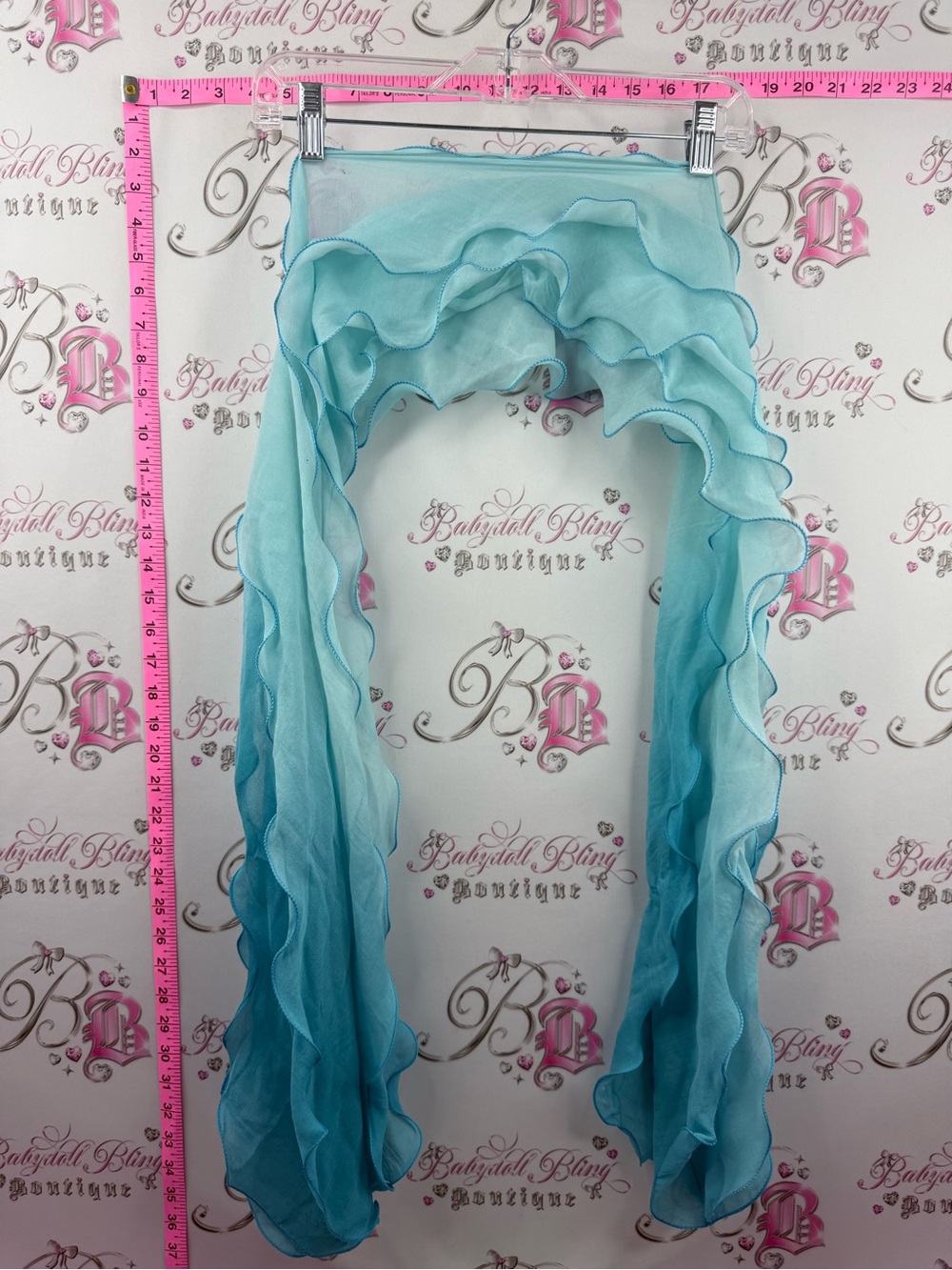 Scarf ruffles frilly scarve Light Blue Ombre Ruffle Scarf Wrap